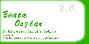 beata oszlar business card